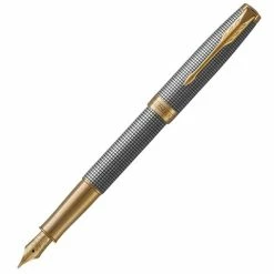 Parker - Sonnet Ciselé Silver Fountain Pen W/Gold Trim
