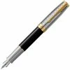 Parker - Sonnet Metal & Black Lacquer GT Fountain Pen Med