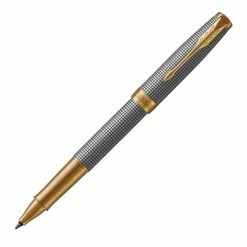 Parker - Sonnet Cisele Silver Gold Trim Rollerball Pen