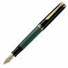 Pelikan - 600 Fountain Pen Black & Green Fine Nib
