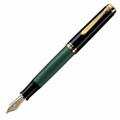 Pelikan - 600 Fountain Pen Black & Green Fine Nib