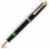 Pelikan - 600 Black Fine Nib Fountain Pen With Gold Trim